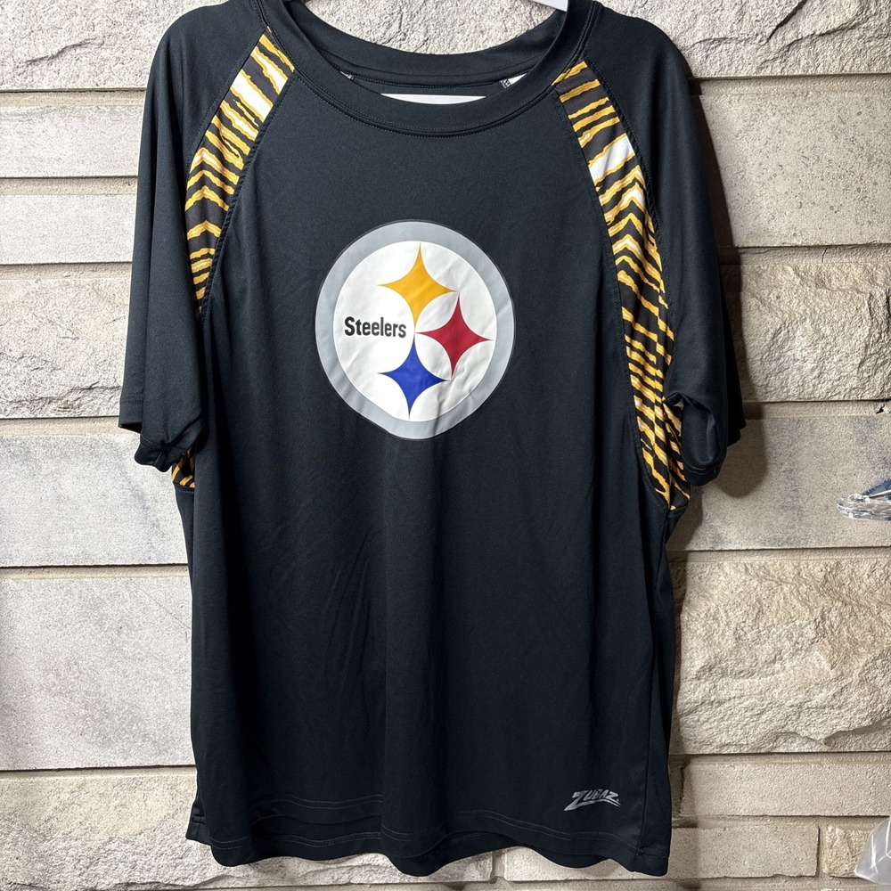 PITTSBURG‎ STEELERS ZUBAZ MENS 2XL Polyester Shirt Sleeve Tee Shirt